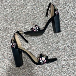 Charlotte Russe Black Floral Heels